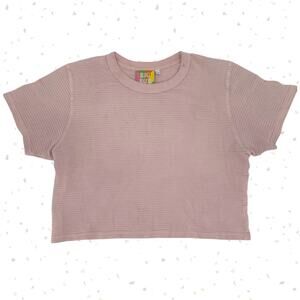 Big Bud Press Thrashed Honeycomb Crop Tee Faded Powder Pink Short Sleeve Top L